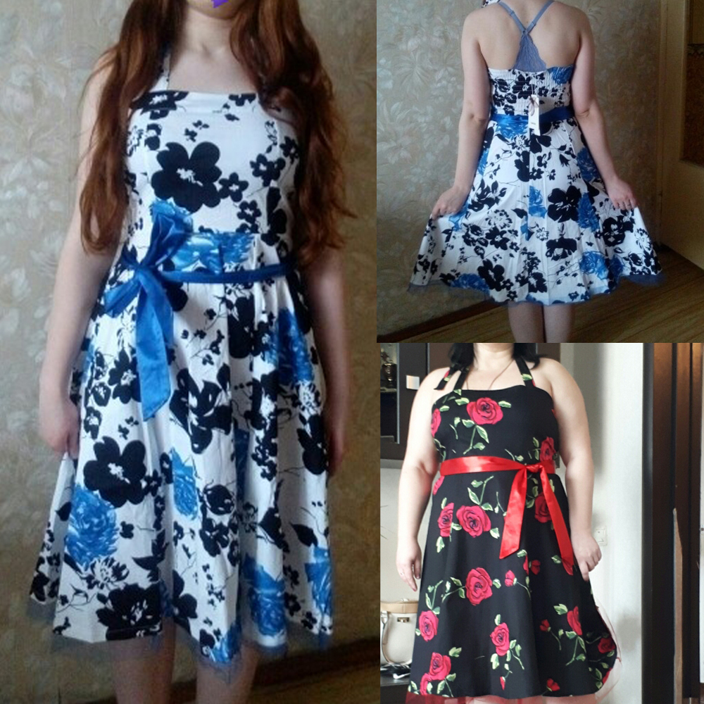 ZAFUL-Women-Summer-Floral-60s-Vintage-Dress-Big-Size-S2XL-Belts-Party-Swing-Feminino-Vestidos-Halter-32768563522