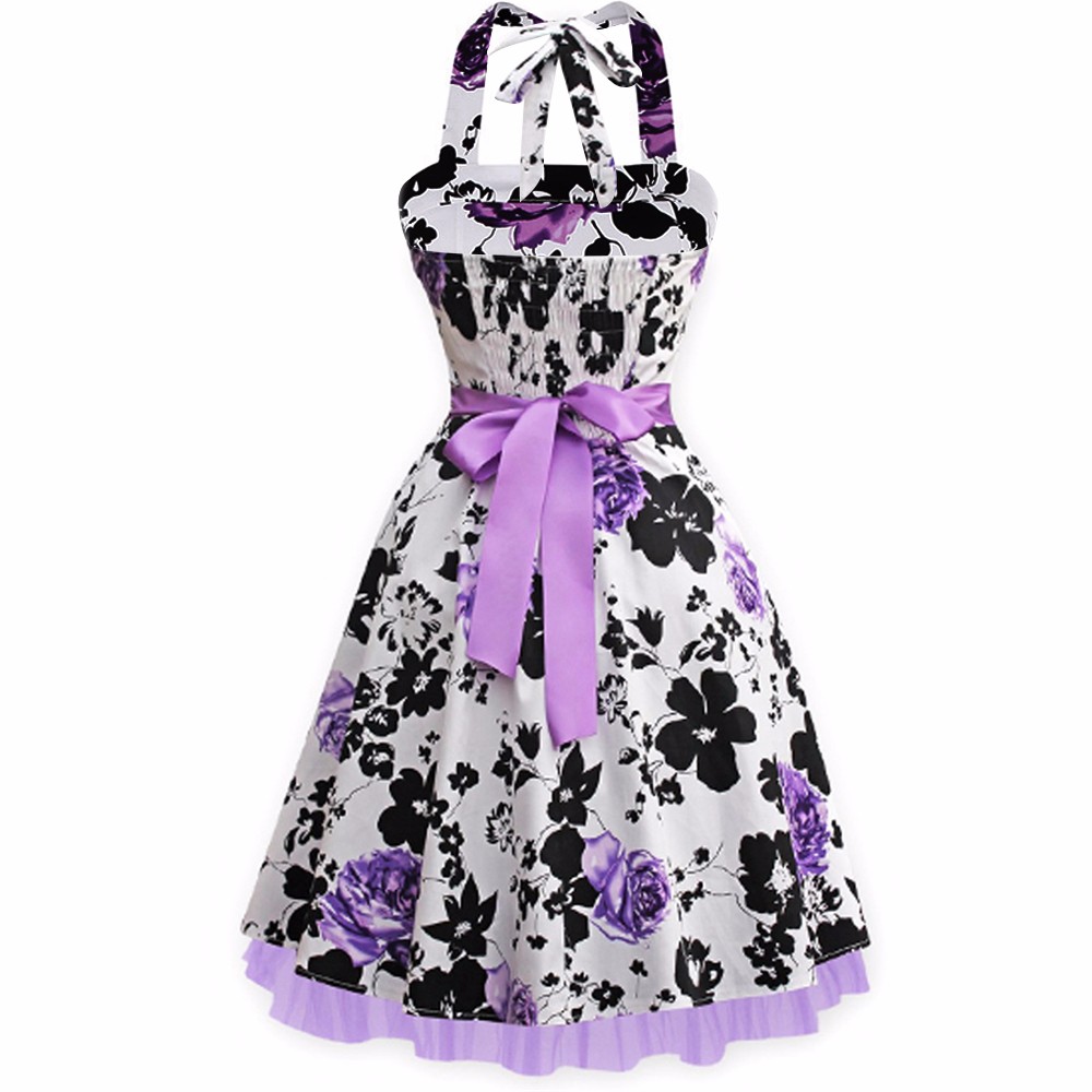 ZAFUL-Women-Summer-Floral-60s-Vintage-Dress-Big-Size-S2XL-Belts-Party-Swing-Feminino-Vestidos-Halter-32768563522