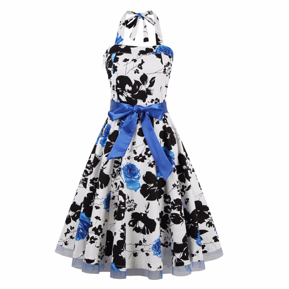 ZAFUL-Women-Summer-Floral-60s-Vintage-Dress-Big-Size-S2XL-Belts-Party-Swing-Feminino-Vestidos-Halter-32768563522