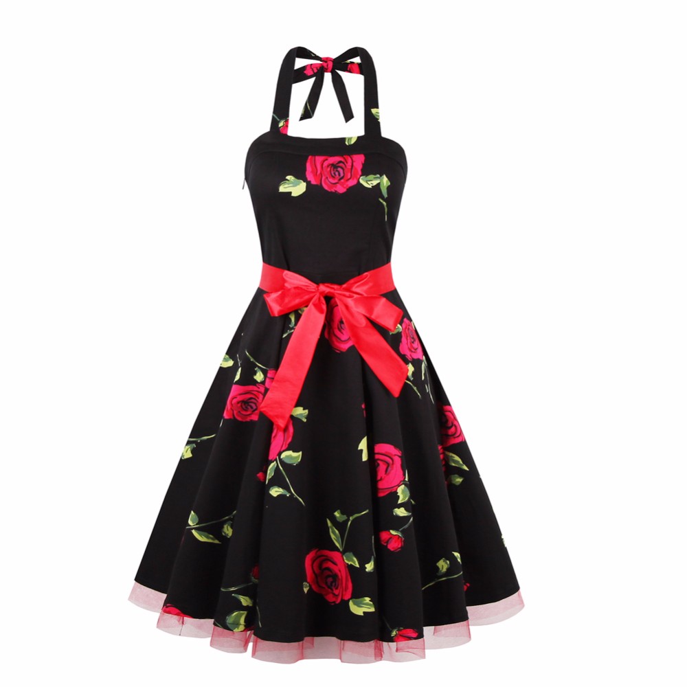 ZAFUL-Women-Summer-Floral-60s-Vintage-Dress-Big-Size-S2XL-Belts-Party-Swing-Feminino-Vestidos-Halter-32768563522