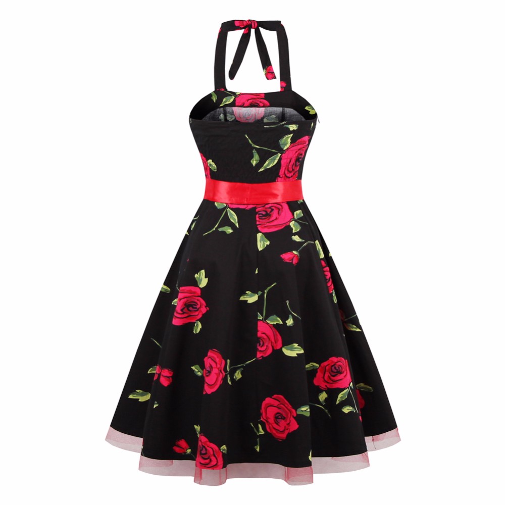 ZAFUL-Women-Summer-Floral-60s-Vintage-Dress-Big-Size-S2XL-Belts-Party-Swing-Feminino-Vestidos-Halter-32768563522