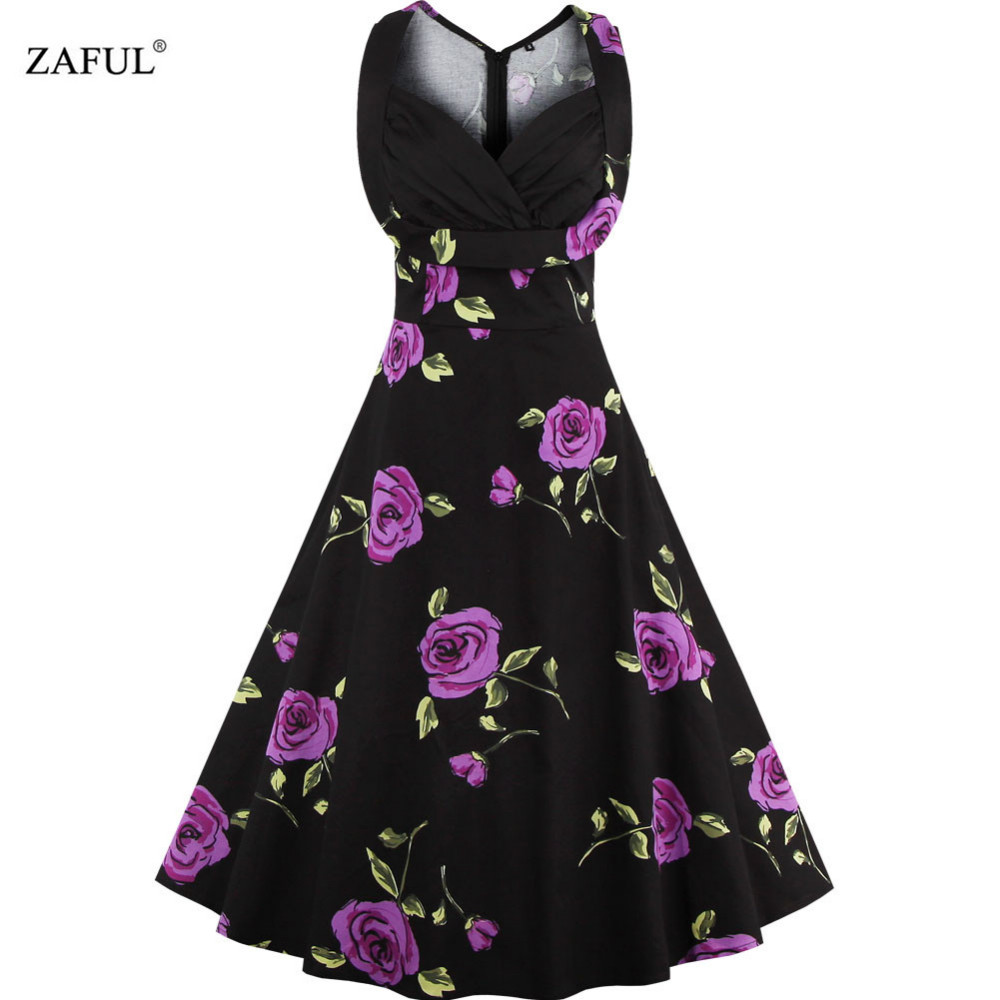 ZAFUL-plus-size-Summer-Women-Dress-Vintage-Elegant-Floral-Print-Audrey-hepbum-Sleeveless-Big-Hem-Wom-32652689247
