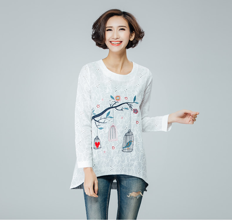 dower-me-spring-Casual-Women-t-shirts-Plus-Size-4XL-Woman-Clothes-Long-Sleeve-cotton-Tops-birdcage-e-32625673577