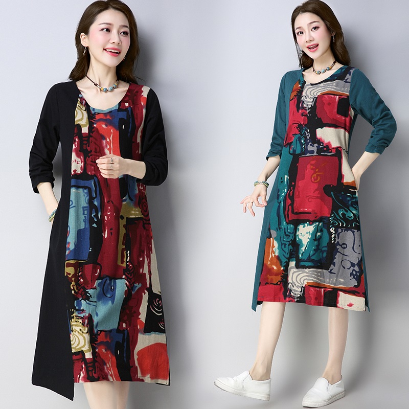 new-fashion-cotton-linen-vintage-print--women-casual-loose-autumn-dress-vestidos-femininos-party-201-32719469105