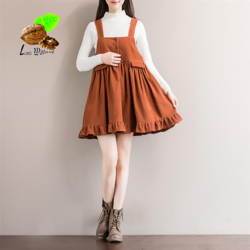 women-Artistic-Corduroy-lace-dress-autumn-and-spring-Retro-vintage-plus-size-elegant-woolen-loose-fe-32793252685