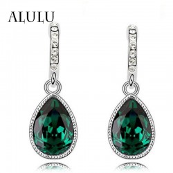  Fashion Green Main Color Drop Earrings female Silver Plated Crystal Long Earring For Women Rhinestone Drop Earrings brincos
