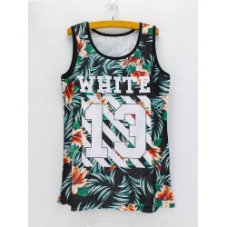 2016 American & European fashion Number print casual tanks women summer Tanks & Camis breathable fabric clothing wholesale