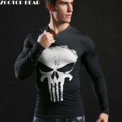 2017 Brand Men Marvel Superhero T Shirt Punisher Long Sleeve T Shirts Fitness Superman 3D Shirts Compression Shirt Tights Male