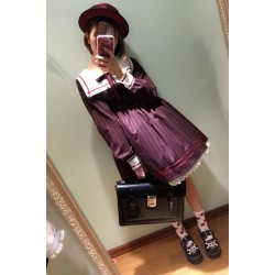 2017 Mori girls Japanese style sailor collar long sleeve stripe bowknot dress Lolita cosplay costumes uniform vestidos