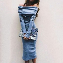 2017 Women Dresses Autumn Lady Long Sleeve Off Shoulder Vogue Charming Adorable Long Maxi Bodycon Sexy Club Dress vestido