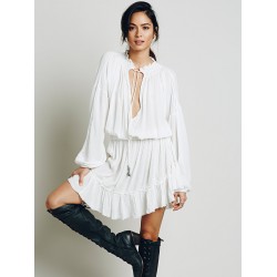 2017 hot sale Bohemian style irregular dress hollow out loose casual fashion dress ruffles draped short dress women's hot dress