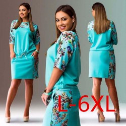 5XL 6XL Summer Dresses Big Size 2018 Fashion Elegant Women Half-Sleeve Print Dress Plus Size Casual Robe Office Dress Vestidos