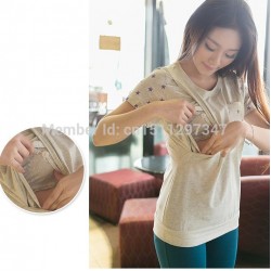 Breastfeeding Cotton Tee Breast Feeding Clothes Side Slit T Shirt 2017 Summer Maternity Short sleeve Nursing Clothing Top S-XL