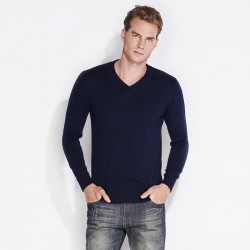 CAIZIYIJIA 2017 Spring Men's Pullover V-Neck Sweatshirt Long Sleeve Pure Cotton Comfort Soft Stretchy Knitted Bottom Shirt