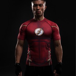 Compression Shirt Flash 3D Printed T-shirts Men Raglan Short Sleeve Flash Cosplay Costume Quick Dry Fitness Clothing Tops Male
