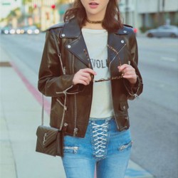 Faux Leather Jacket Women Moto Biker Leather Jackets Zip Coats chaqueta Blazer PU Jack jaqueta couro blouson cuir femme casaco