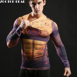 Hot 2017 Superhero Superman/Batman/Spiderman Men Long Sleeve T Shirt Compression Tights Tops Fitness T-shirt