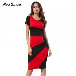 MOQUEEN Summer Dress Ladies 2018 New Fashion Patchwork Casual Slim Work Dress Office Bodycon Polyester Sheath Pencil Dress Women