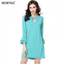 MUSENDA Women Elegant Straight Short Dress Ukraine 2017 Summer Petal Sleeve Clothing Casual Fashion Beach Office Green Vestidos