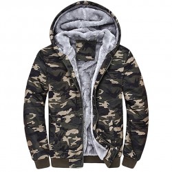 New Men's Fashion Camouflage Hoodies Warm Winter Sweatshirts Eco Sherpa Fleece Hoodie Jackets Thick Army Spring Portable Coat