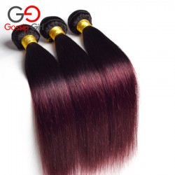 Ombre Brazilian Hair Straight 1B 99J/Burgundy Brazilian Hair 3 Bundles Brazilian Hair Weave Bundles Two Tone Human Hair Weave