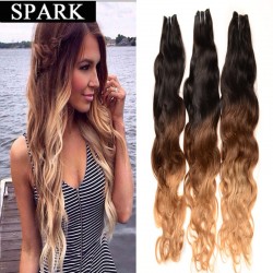 One Piece 7A Ombre Brazilian Virgin Hair Natural Wave Cheap Water Wave Human Hair Extensions Afro Kinky Curly Spark L Hair
