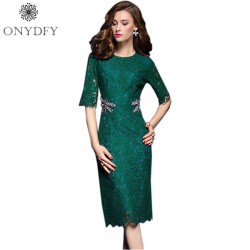 Runway Dresses 2017 Women High Quality Black Lace Sheath Dress Summer Elegant Embroidery Party Dresses Vestidos Robe Femme