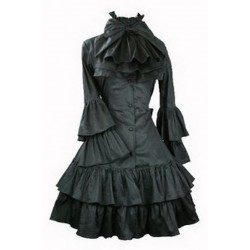 Support Dance Women Butterfly Sleeve Gothic Lolita Dress With Removable Neck Ornament L15