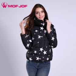 Winter Jacket Women Jacket Coat STAR pirnt short style High Collar Parkas For Women Winter Colors Warm Female Outwear Coats
