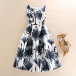 Women Summer Autumn Vest Dress 2016 Abstract Floral Robe Retro Swing Casual 50s Vintage Rockabilly Dresses Vestidos robe longue