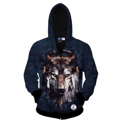 new style fashion women men 3d Animal wolf printing 3D Hooded Zipper Hoodies Sweatshirts