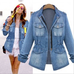 spring autumn New 2017 women coat slim Denim Jacket Jeans women clothing Fashion  pocket zipper casual female jackets