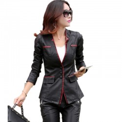 women leather jacket 2017 new spring and autumn casual leather coat plus size 5XL women's clothing Motorcycle jackets leather